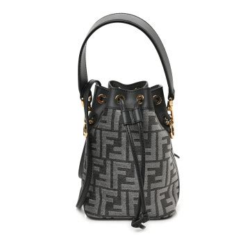 FENDI Chenille Vitello King FF Mini Mon Tresor Bucket Bag 